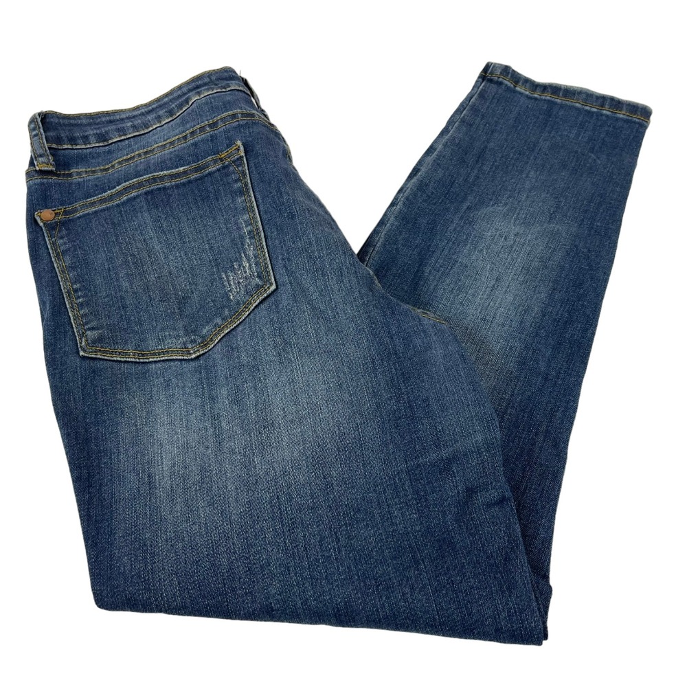 Judy Blue Relaxed Fit Skinny Jeans Sz 30 Womens Blue Denim Whiskered Capri